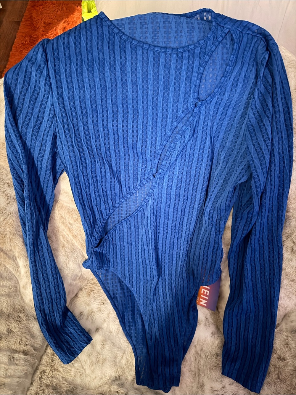 Blue Long-Sleeve One-Piece Bodysuit